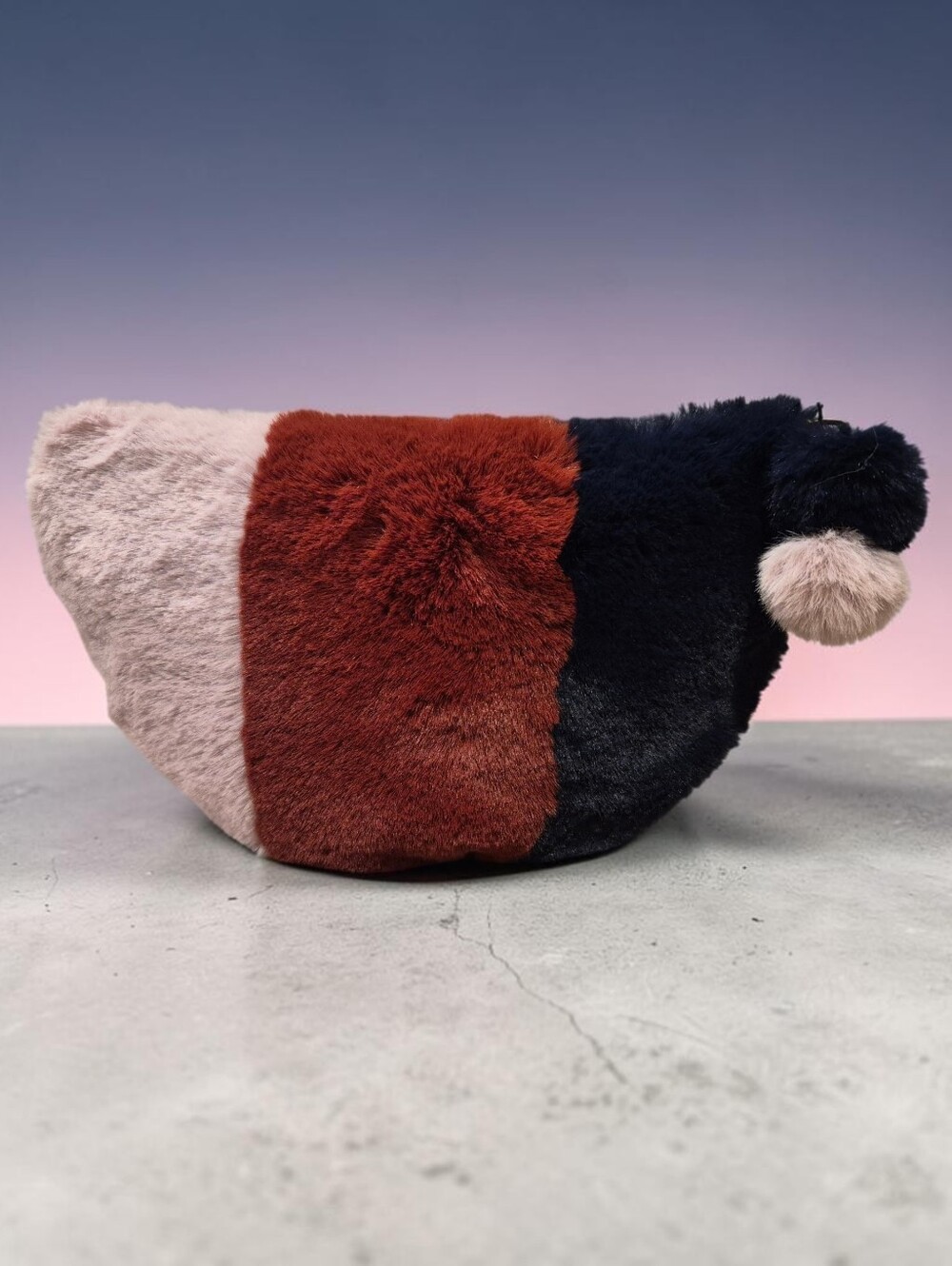 Madewell Faux Fur Colorblock Half-Moon Clutch Pouch